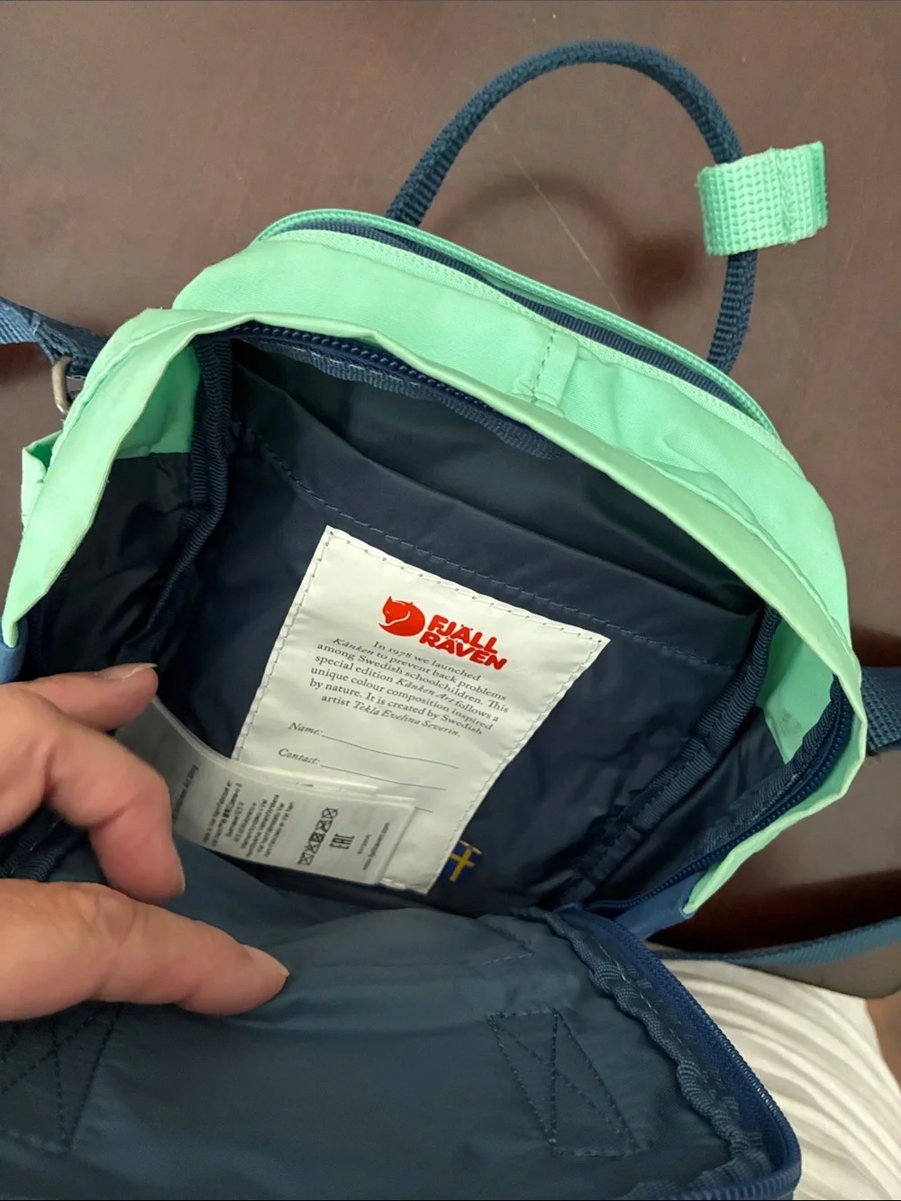 Fjallraven Kanken Kids Mini Backpack - Teal & Navy & Pink